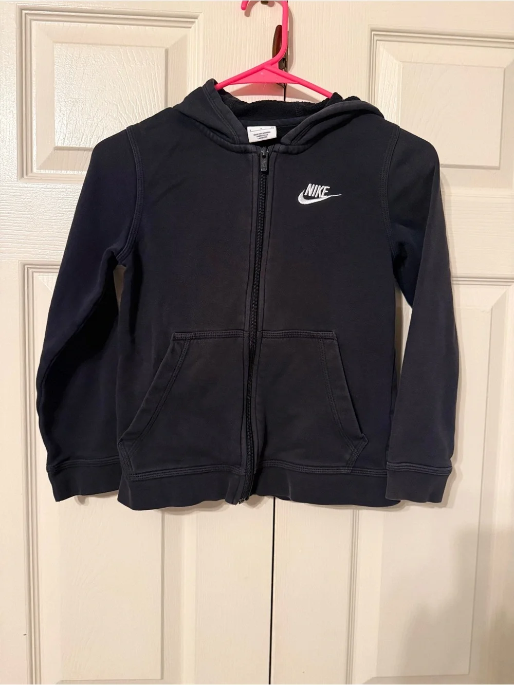 Nike Kids black Zip-Up Hoodie with White Logo